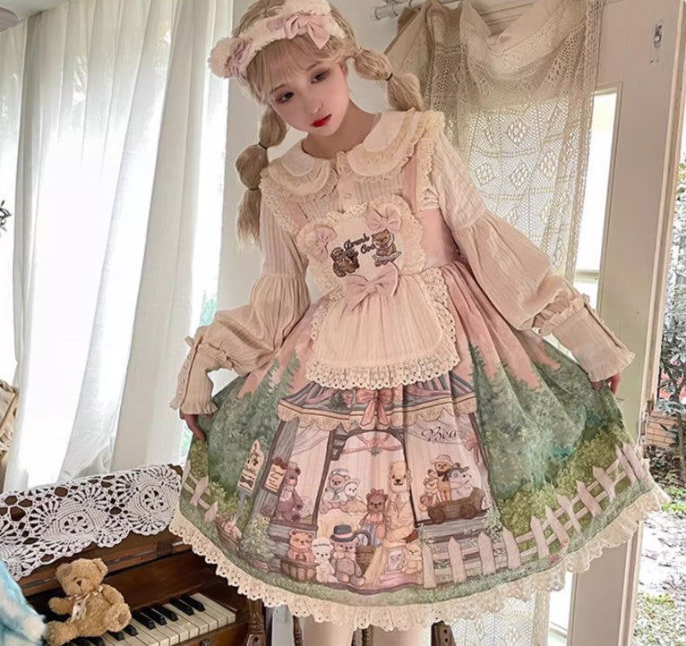 Anniversary Bear プリントワンピース・ジャンパースカート【Drunk Coco】