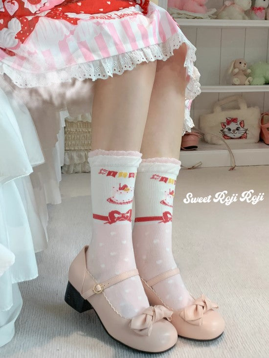 ショートケーキ クルー丈ソックス【Roji Roji】