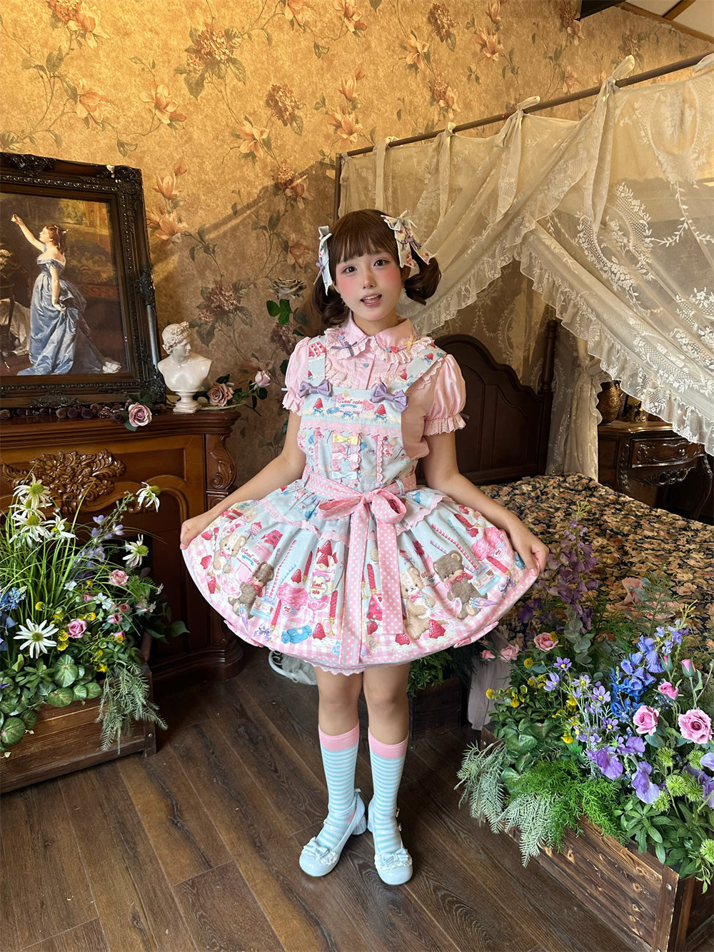 虹色キャンディーハウス サロペット【babyblue】