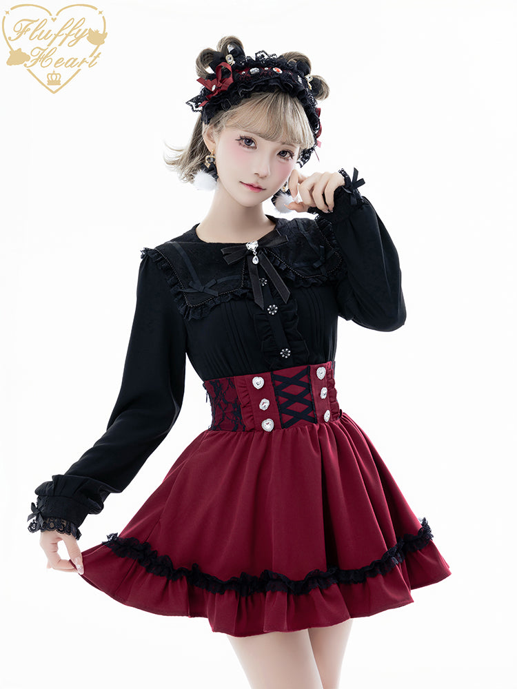 スクエアセーラー 地雷系スカート【Fluffy Heart】