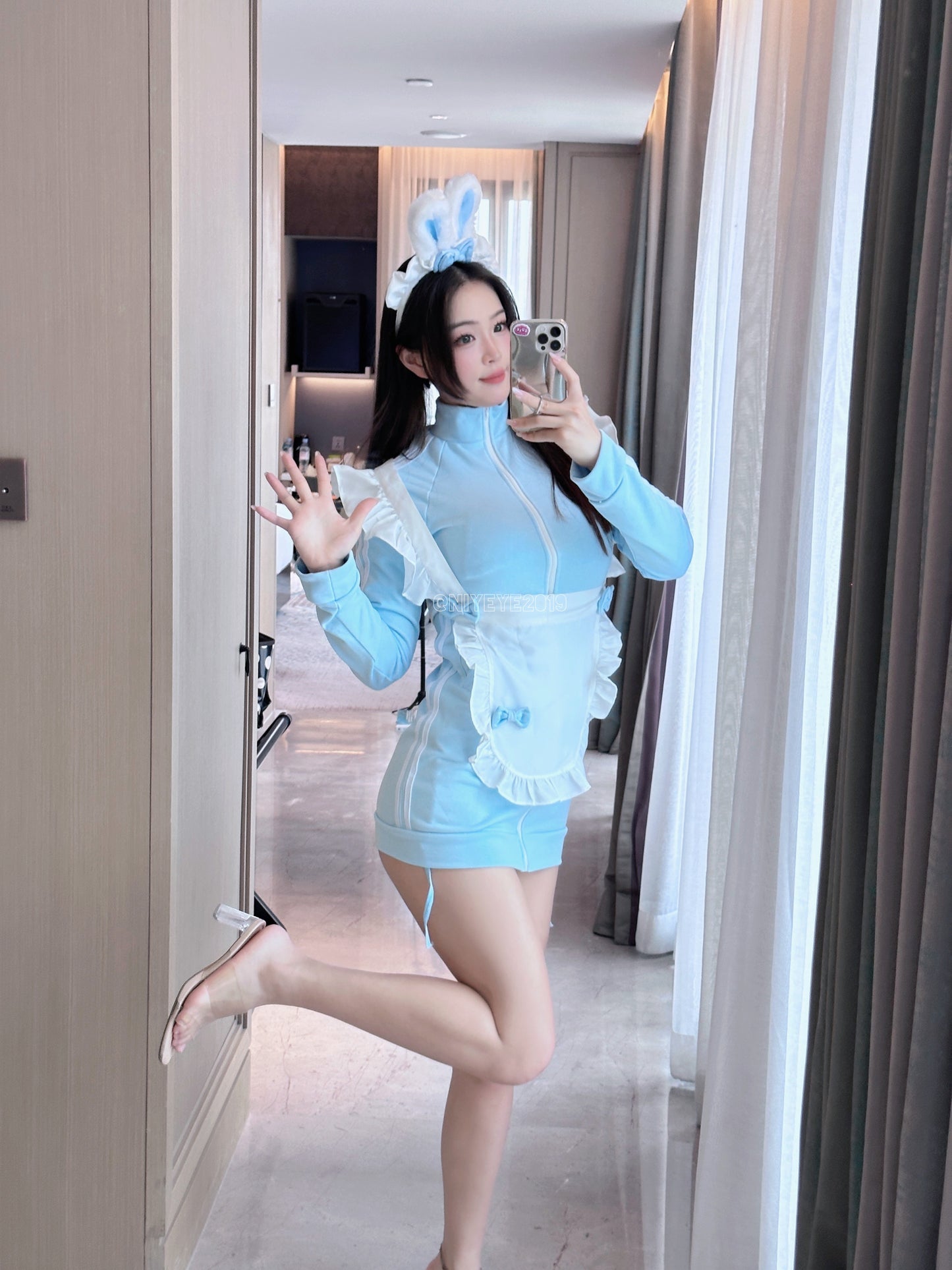 ジャージうさぎメイド ロングジャケット・水着エプロンセット【火华家】