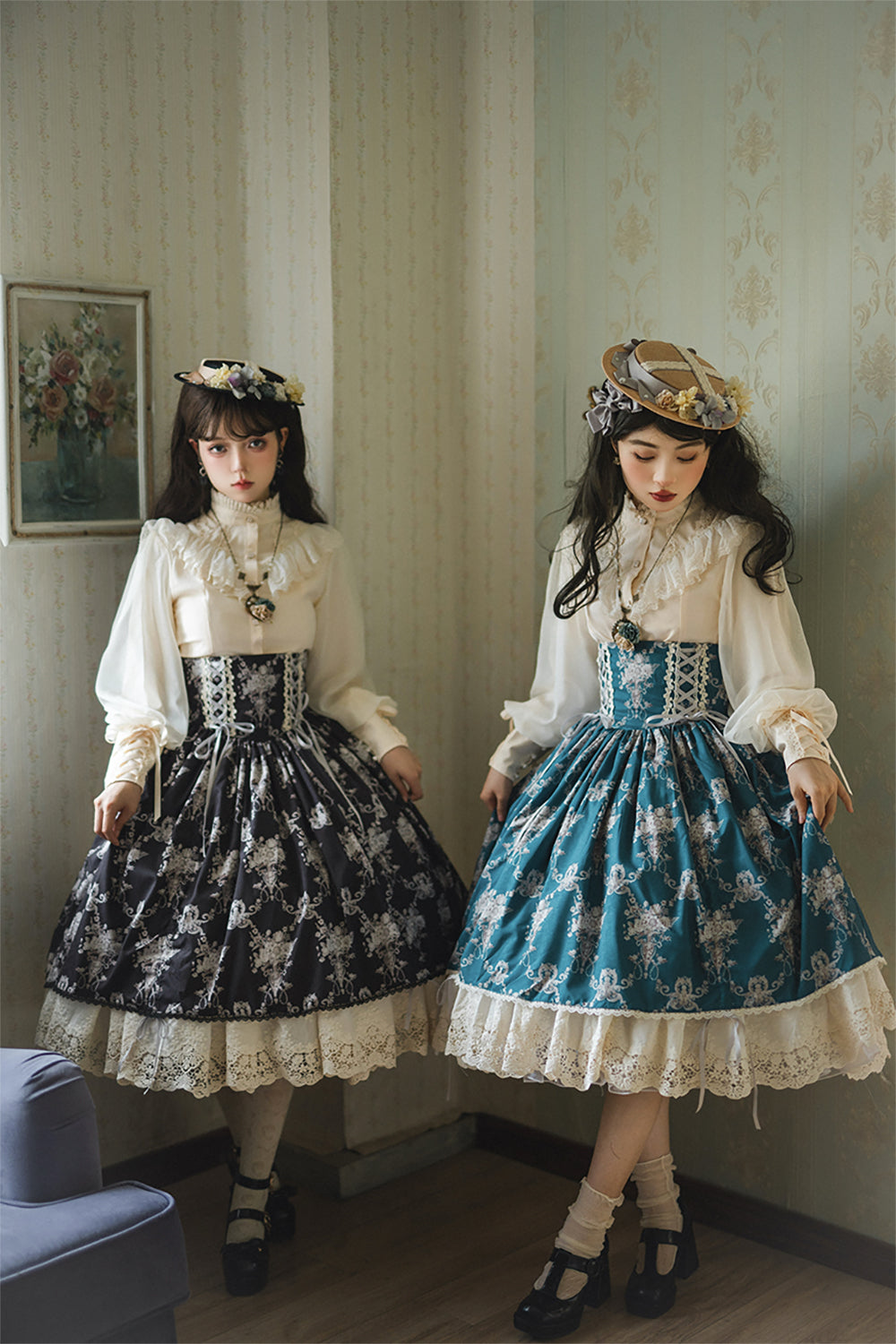 Antique Flower Wall スカート【Miss Point】