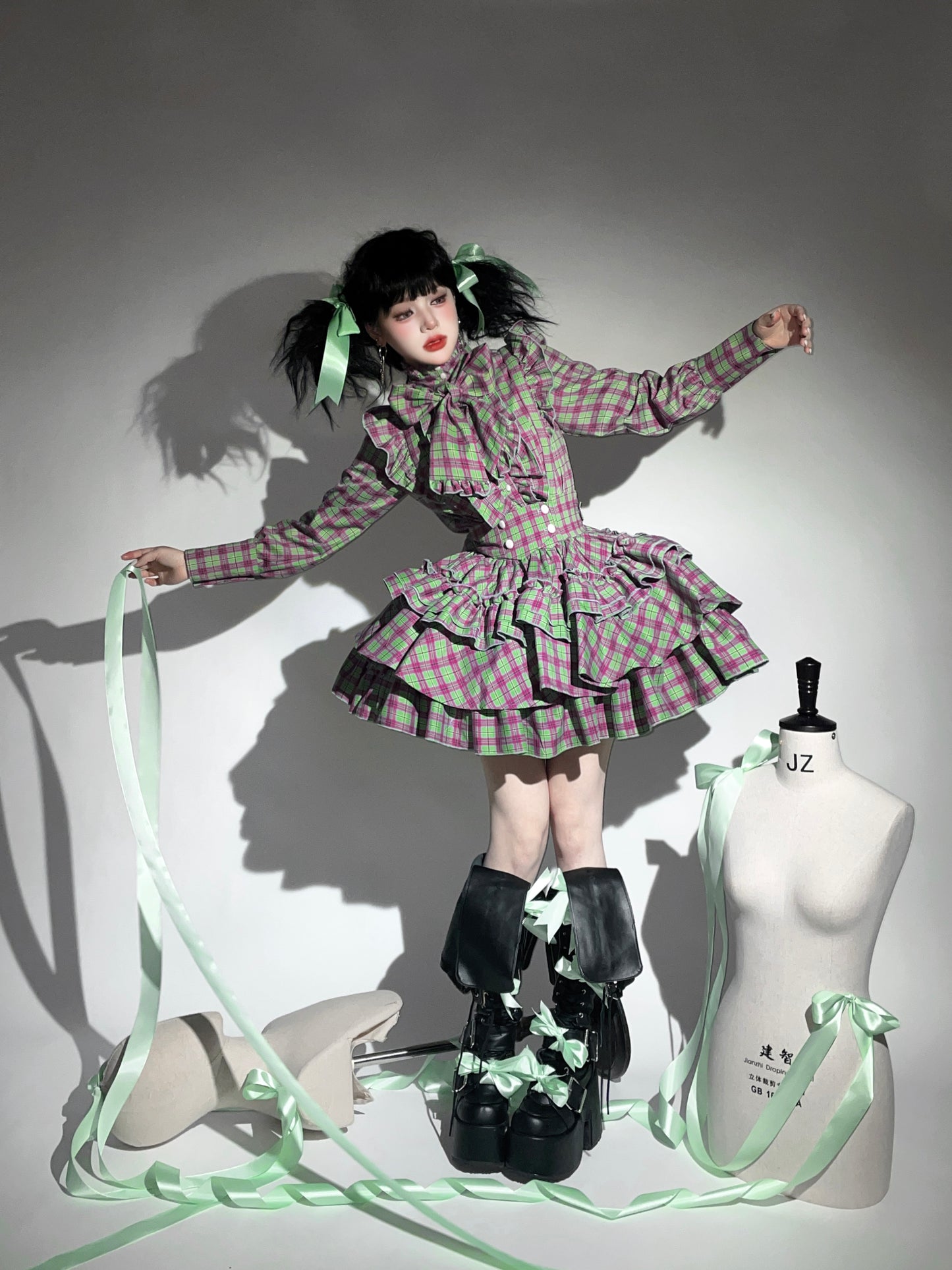 A Doll's House スカート(グリーンチェック)【CATCOCOON】