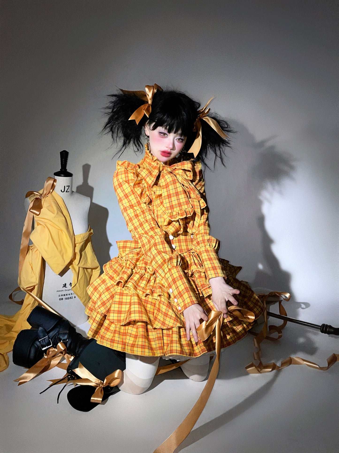 A Doll's House スカート(イエロー・ブルーチェック)【CATCOCOON】