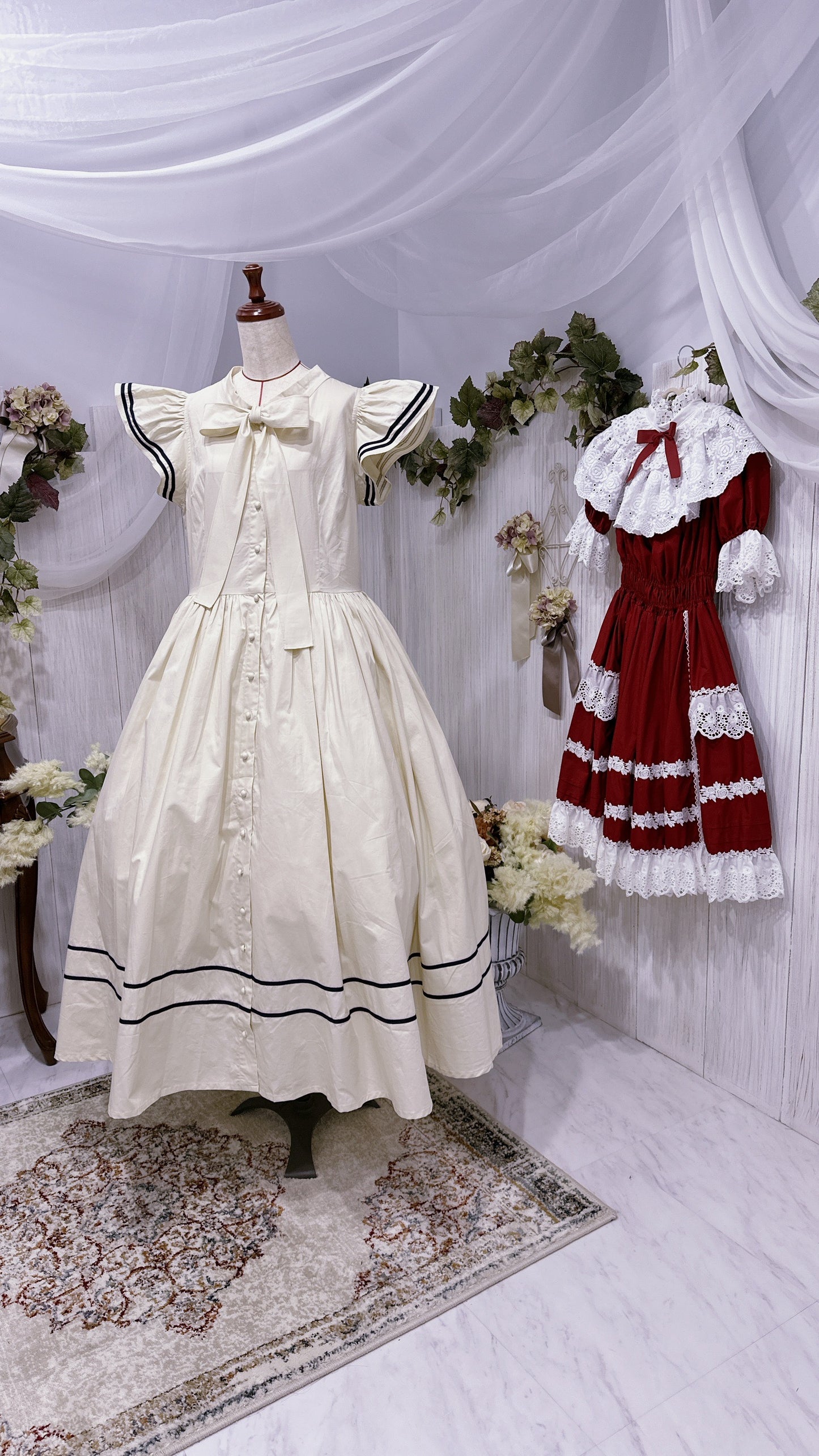 肩フリル 前ボタンセーラーワンピース【Baroque】