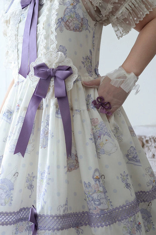 【受注予約~7/23】Little White Goose with Flowers アクセサリー【Miss Cube】