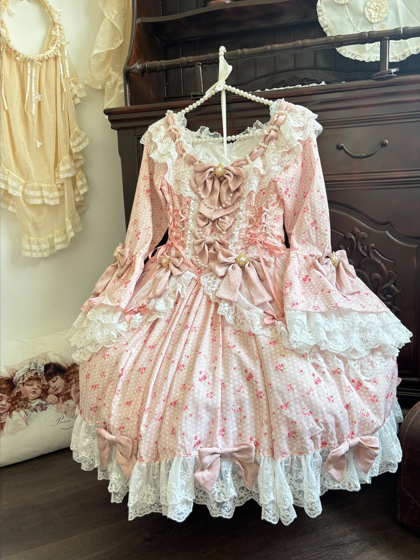 Berry Rain ワンピース・ボンネットセット【甜心草苺熊】