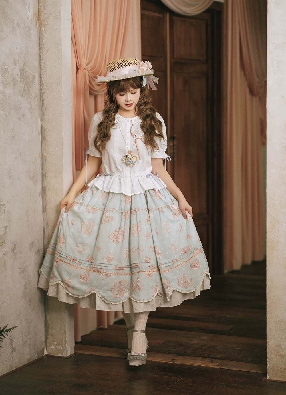 【受注予約~7/23】Little White Goose with Flowers ブラウス・スカート【Miss Cube】