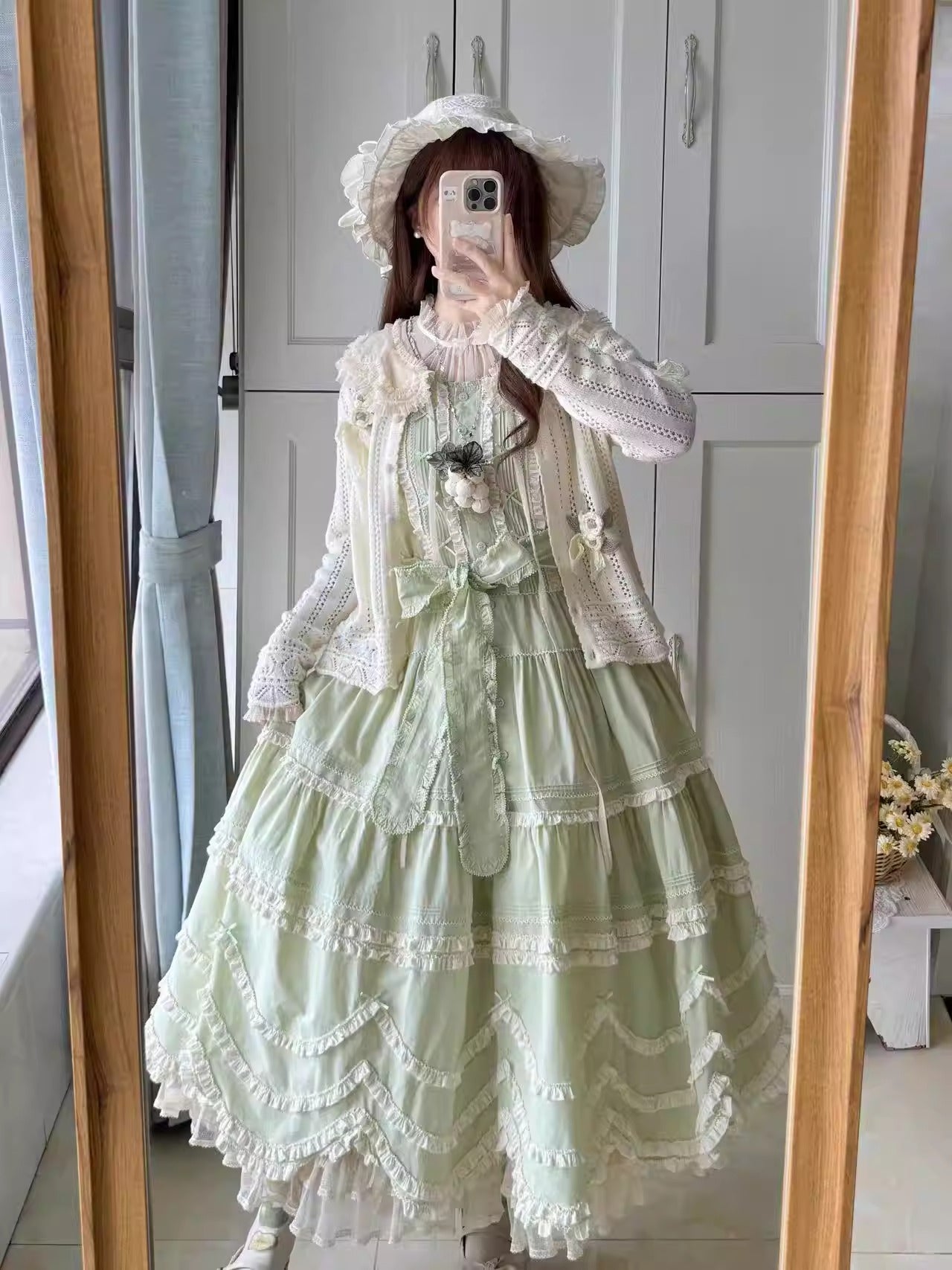 【受注予約~3/11】小花海 ジャンパースカート (タイプ1)【暖屿洋装】