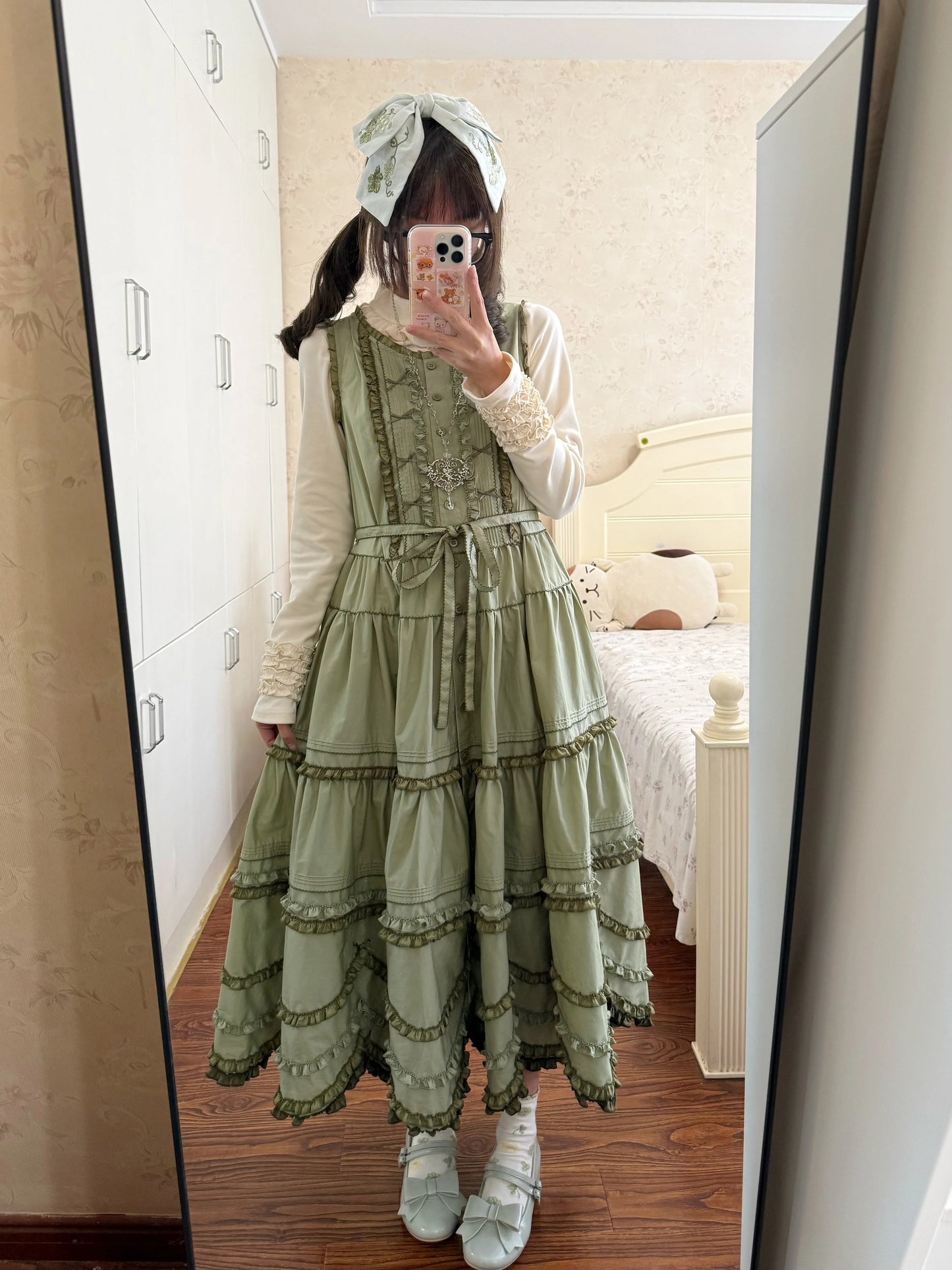 【受注予約~3/11】小花海 ジャンパースカート (タイプ2)【暖屿洋装】