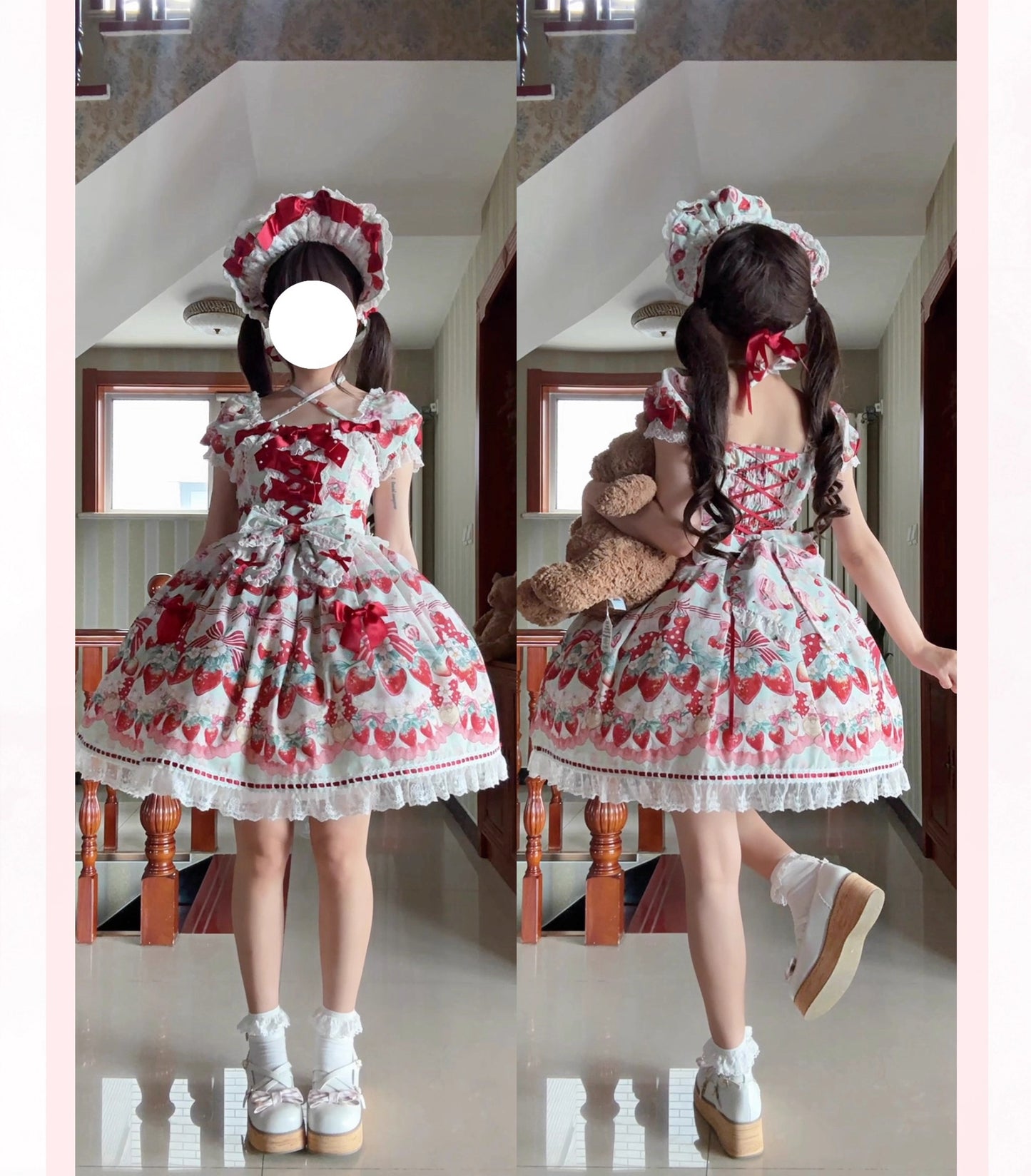 【受注予約~7/23】イチゴと花束 ワンピース【Antique Doll】