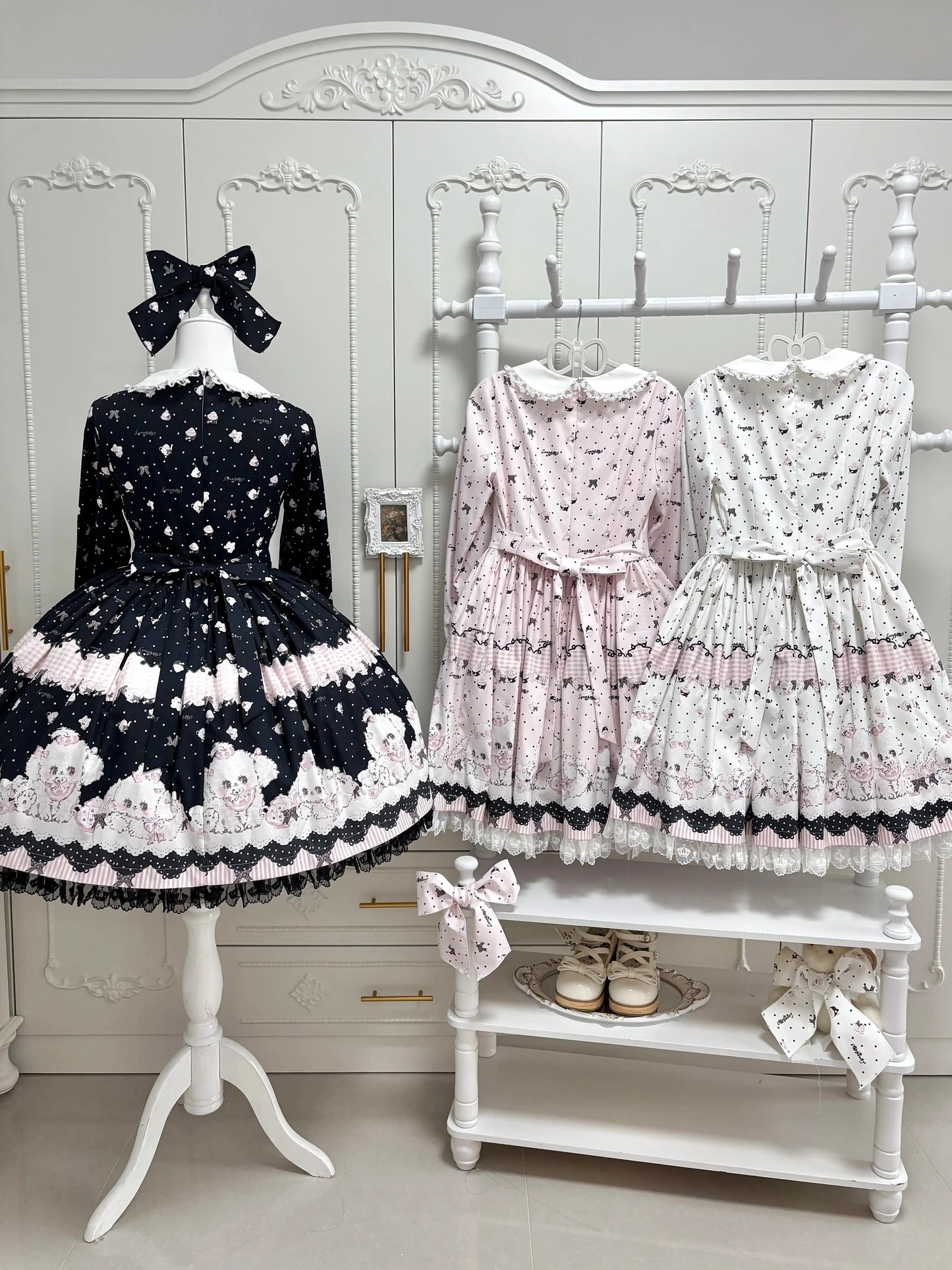 【受注予約~11/18】Polka Dot Puppy ワンピース【兔果芋園】