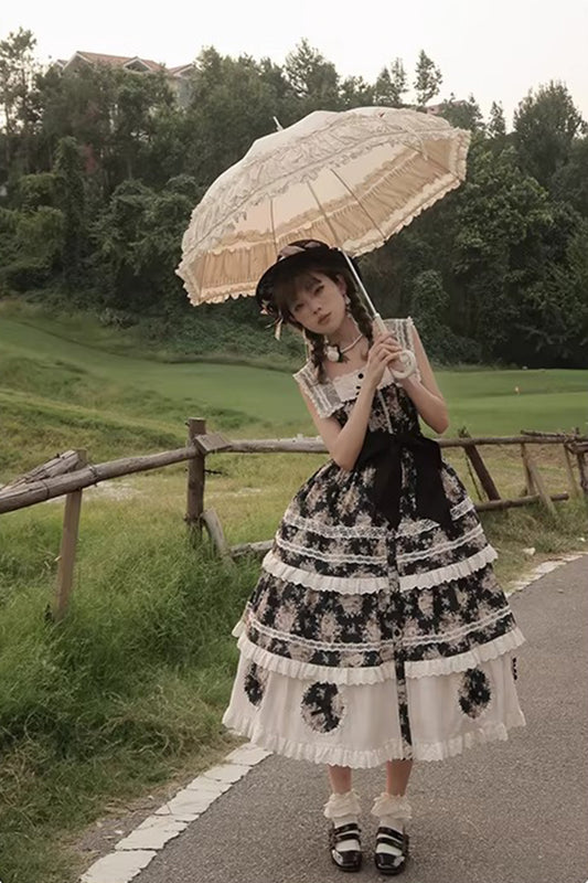 【受注予約~2/15】Black Rose ジャンパースカート【LittlePlum】