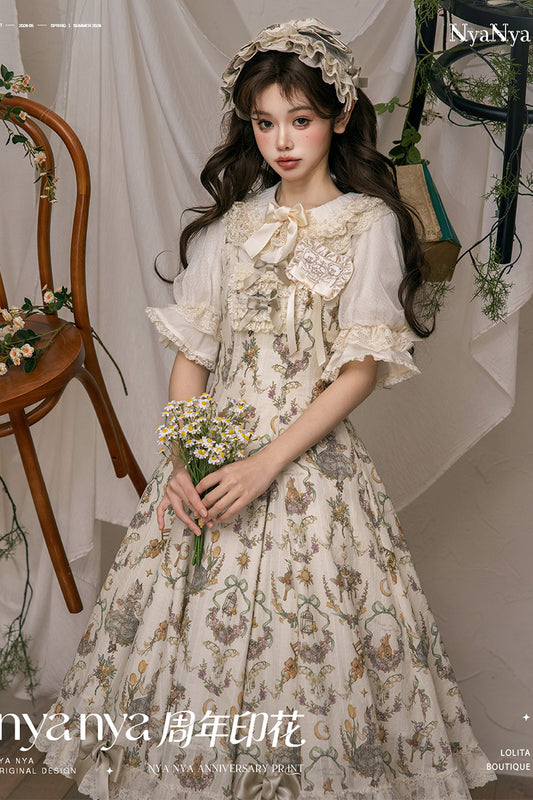 【受注予約~6/3】NyaNya Anniversary Print ジャンパースカート・ブラウス【NyaNya】