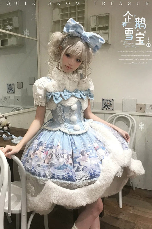 【受注予約~10/12】Penguin Snow Baby ジャンパースカート・インナートップス【Lineball Cat】