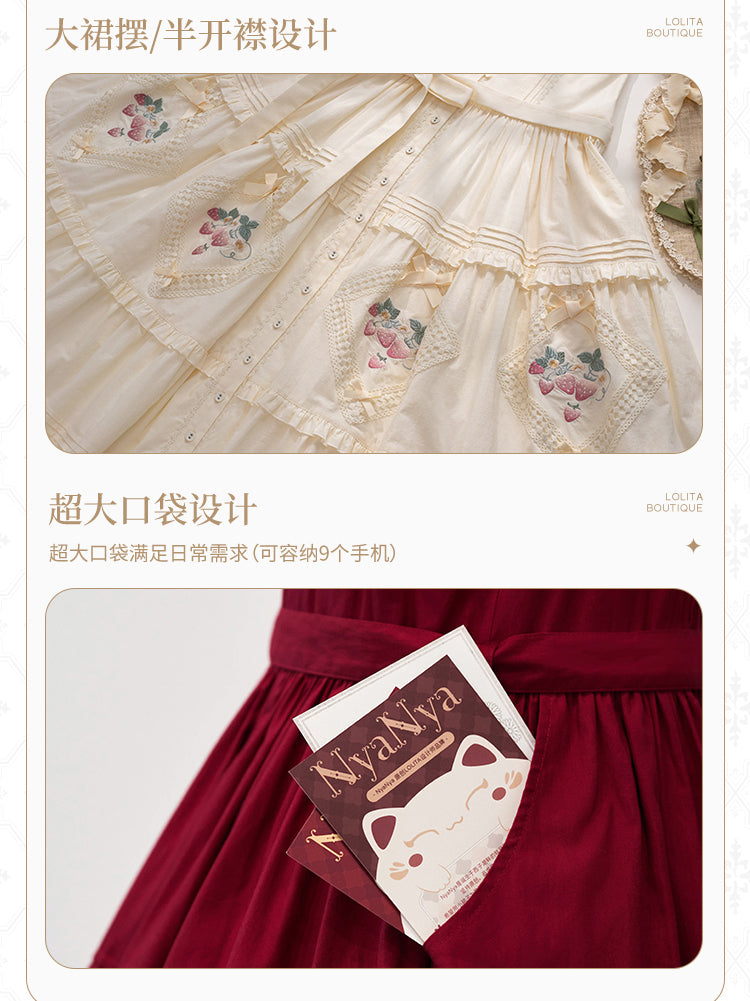 【受注予約~9/2】Strawberry Flowers on the Hill 5.0 ジャンパースカート(ショート丈)【NyaNya】