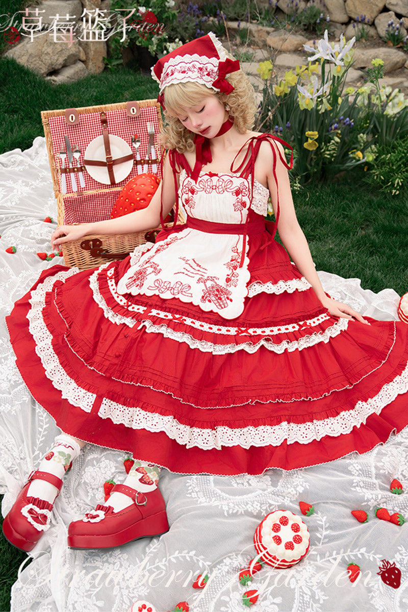 【受注予約~4/25】Strawberry Garden ジャンパースカート【花与珍珠匣】