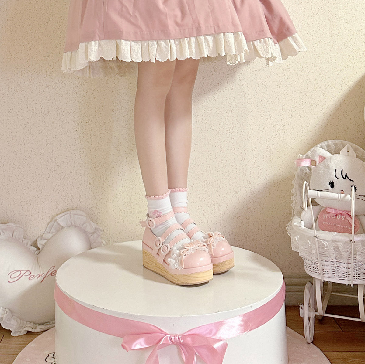 ティラミス 木底ストラップシューズ【Sheep Puff】