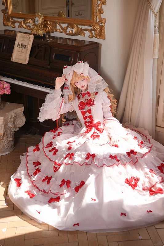 【受注予約~3/18】Strawberry Ribbon ワンピース・フルセット【Dream Lolita】