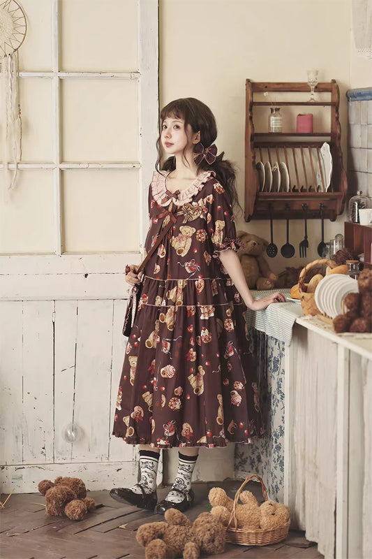 【受注予約~4/12】Chocolate Bear 2.0 ワンピース(半袖ver.)【Maple Sugar】