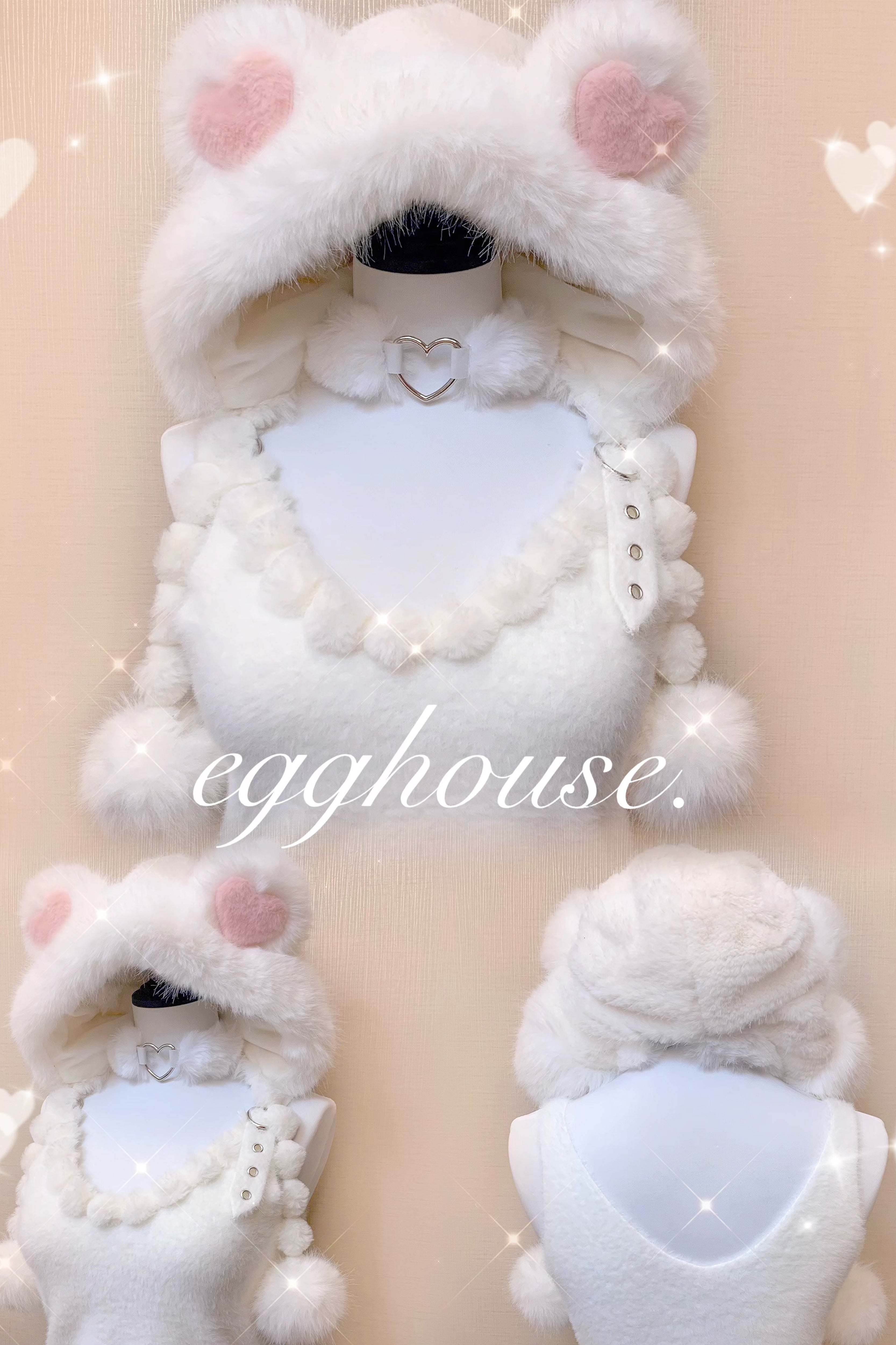 ハートくまファー帽子・チョーカーセット【Egg House】 – Epetice