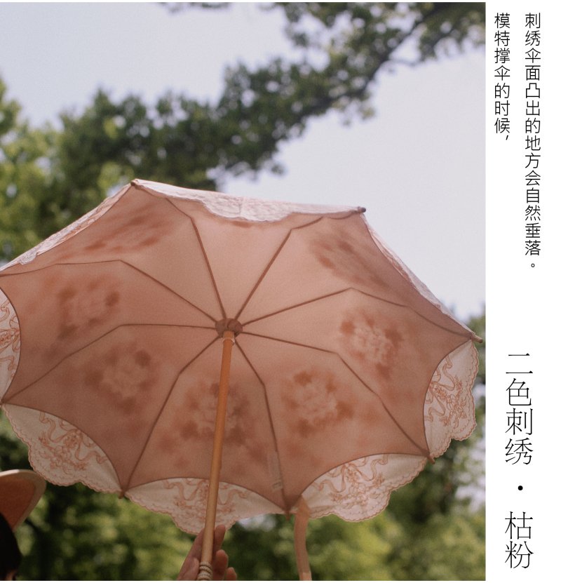 【受注終了/2023年9-11月発送予定】Antique Embroidery 日傘(2色刺繍ver.)【Whale Island】