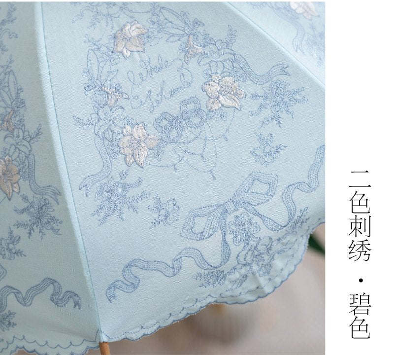 【受注終了/2023年9-11月発送予定】Antique Embroidery 日傘(2色刺繍ver.)【Whale Island】