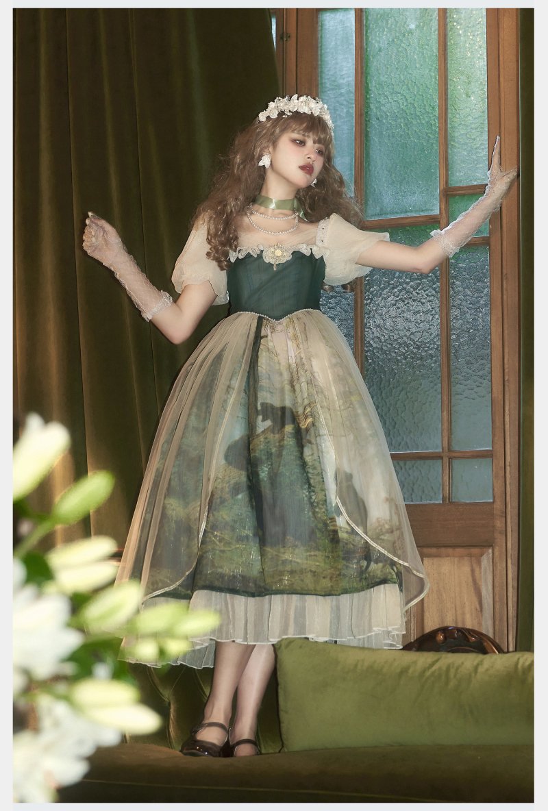 【取り寄せ】Morning in the Pine Forest ワンピース【Cyan】