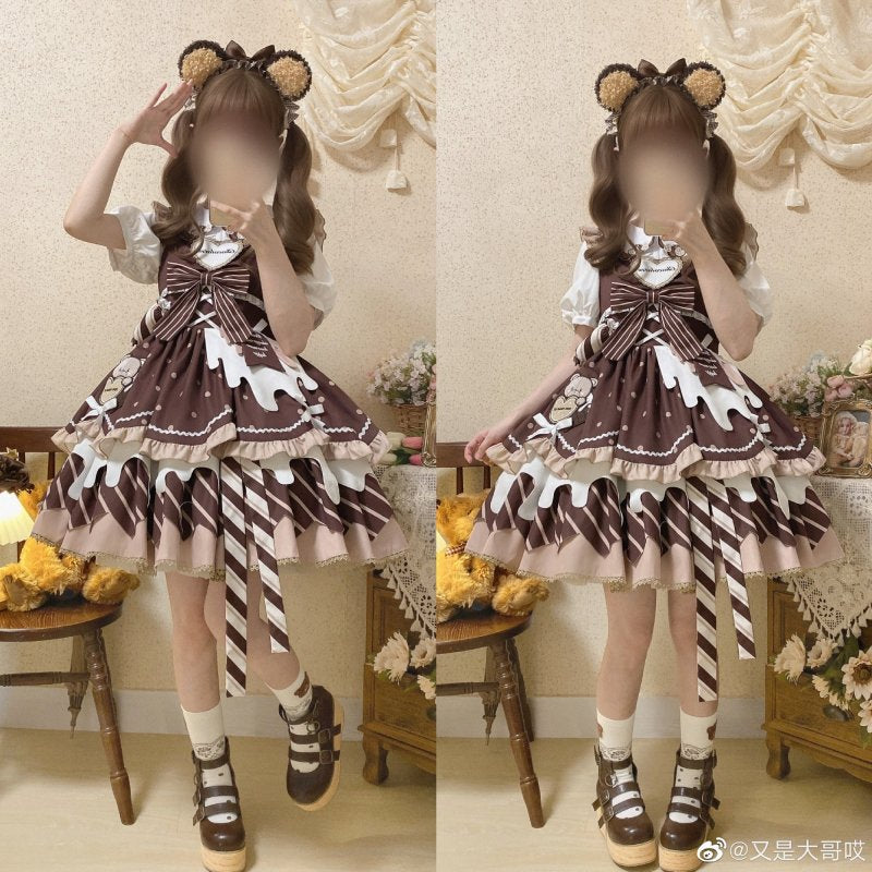 【受注予約~7/30】Chocolate Milk Pie ジャンパースカートセット【半糖猫丸】