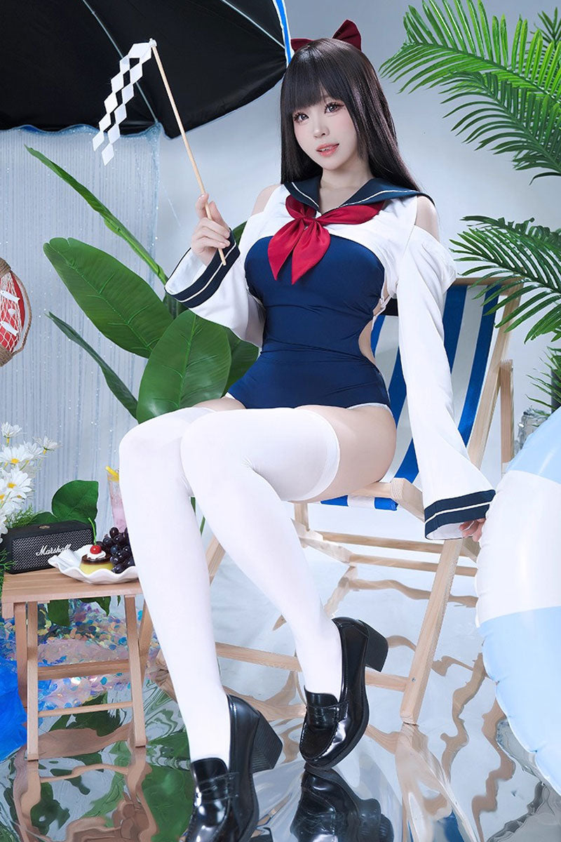 Long-sleeved sailor swimsuit set [Tokutaisha]