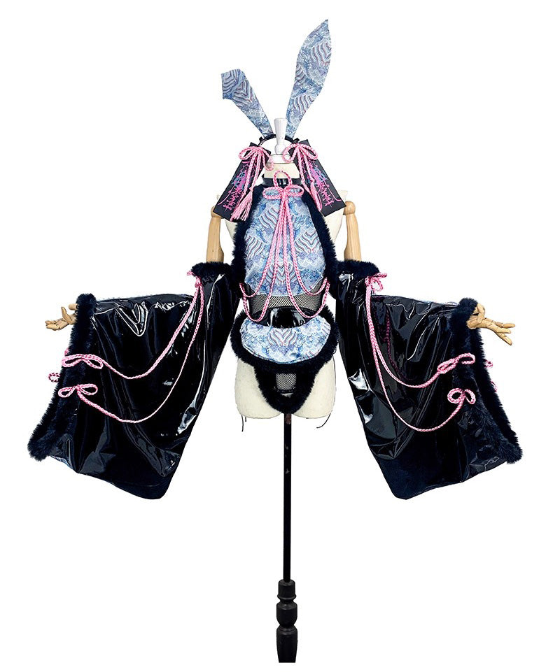 和風うさぎ リバーシブルセットアップ【Red Thorns】