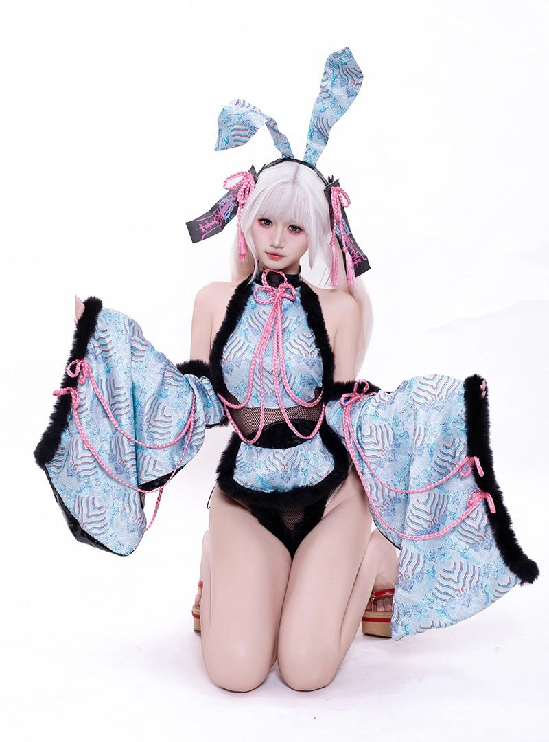 和風うさぎ リバーシブルセットアップ【Red Thorns】