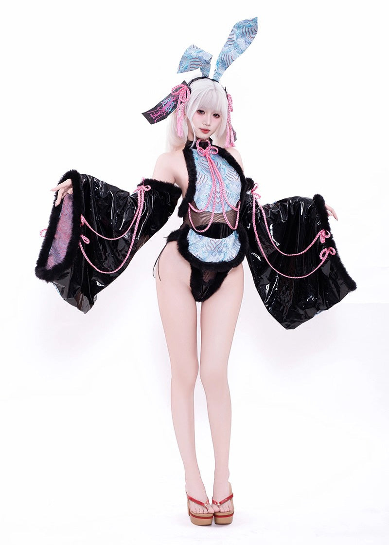 和風うさぎ リバーシブルセットアップ【Red Thorns】