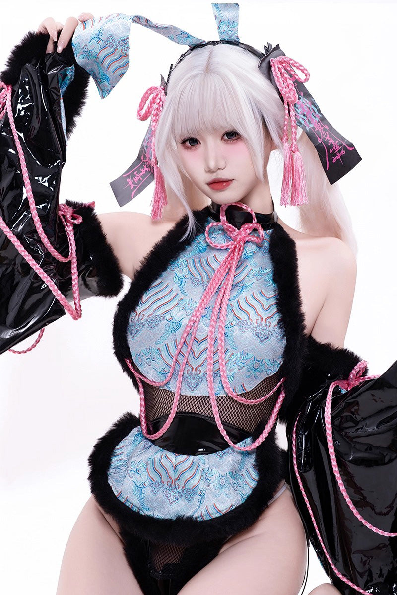 和風うさぎ リバーシブルセットアップ【Red Thorns】