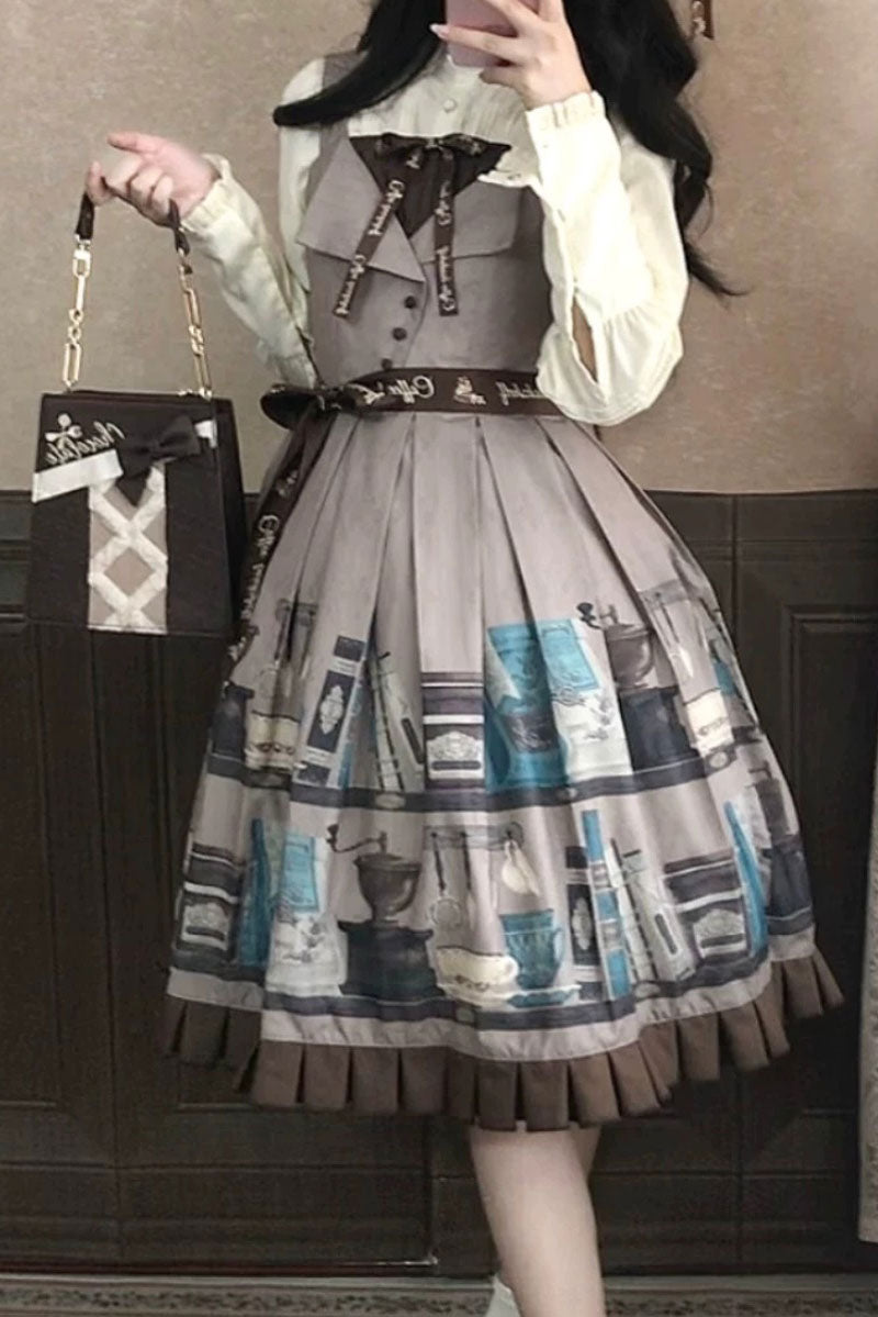 【受注予約~7/23】Coffee Bookshelf ジャンパースカート【DreamWhale】