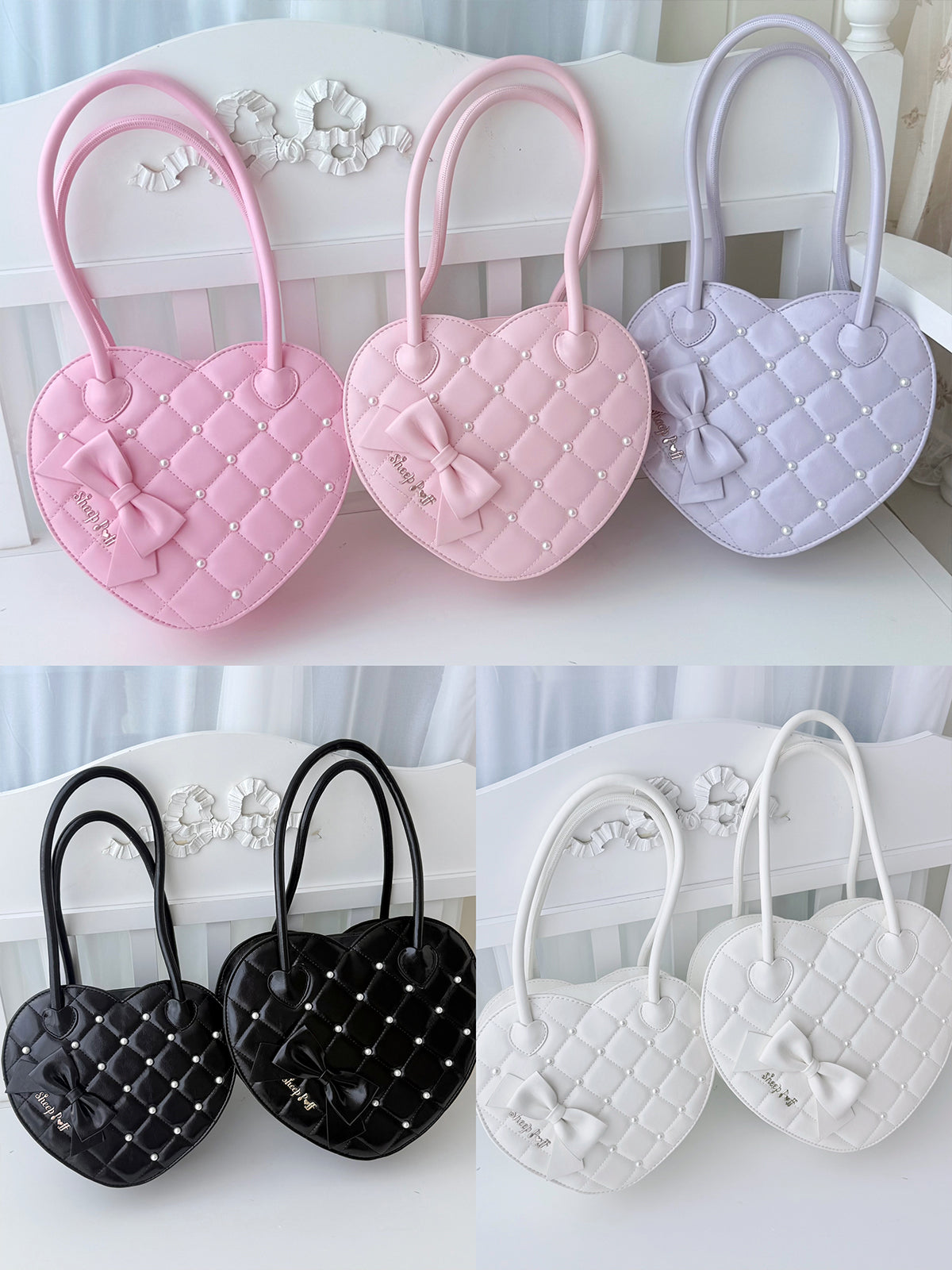 【受注予約~1/13】キルティングハートバッグ【Sheep Puff】