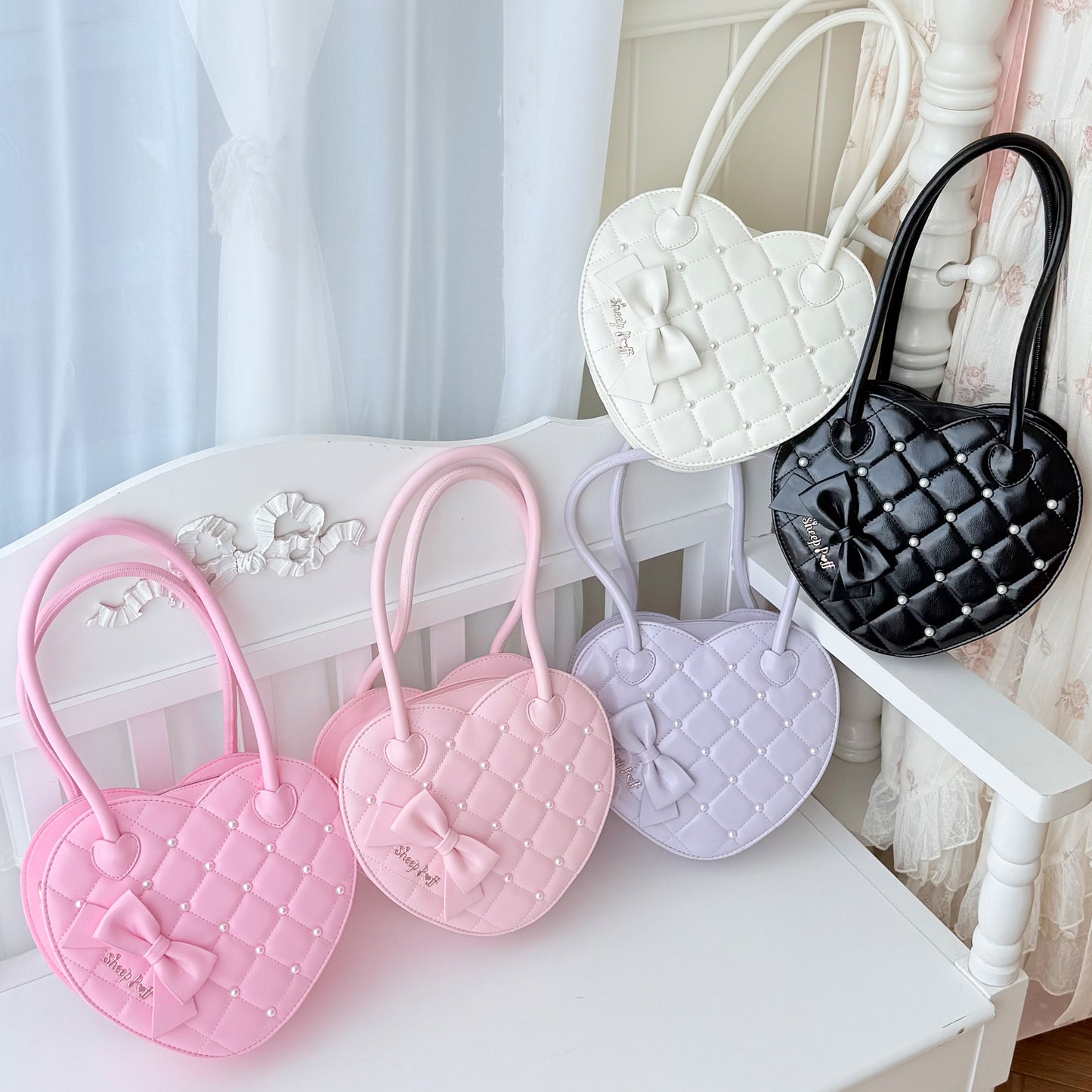 【受注予約~1/13】キルティングハートバッグ【Sheep Puff】