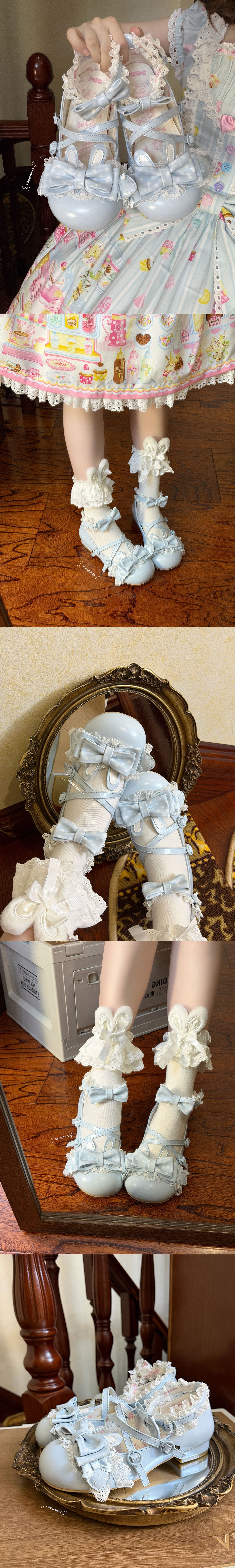 【受注予約~9/13】Lacy Rabbit ストラップパンプス【Sheep Puff】