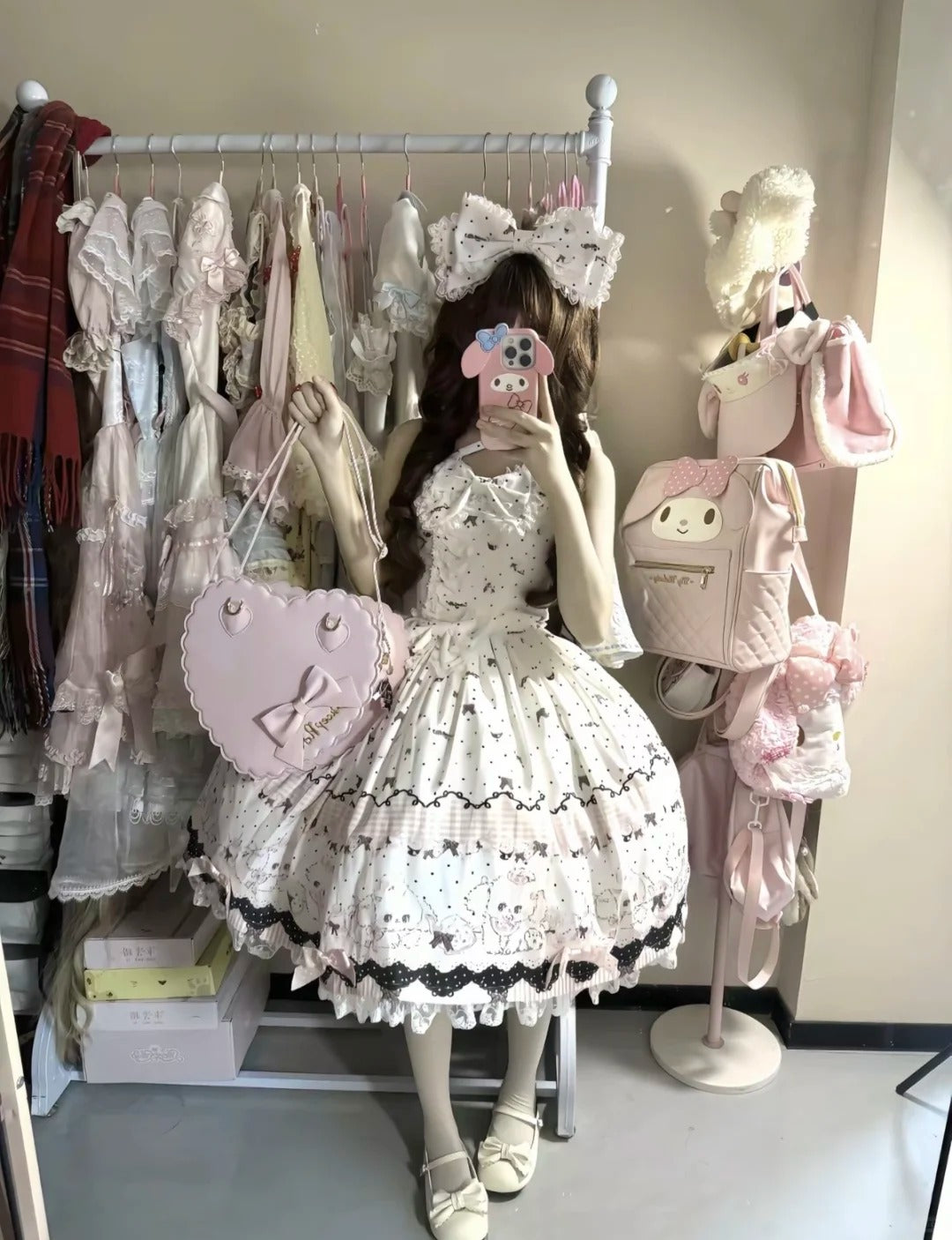 【受注予約~11/18】Polka Dot Puppy ジャンパースカート【兔果芋園】