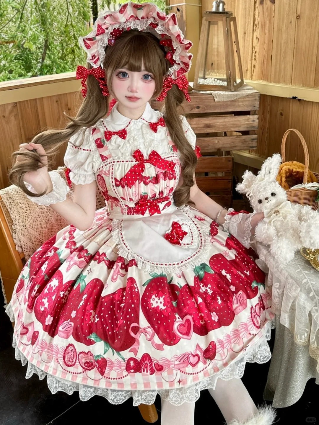 Erdbeercremefarbener Pulloverrock [Dream Lolita]