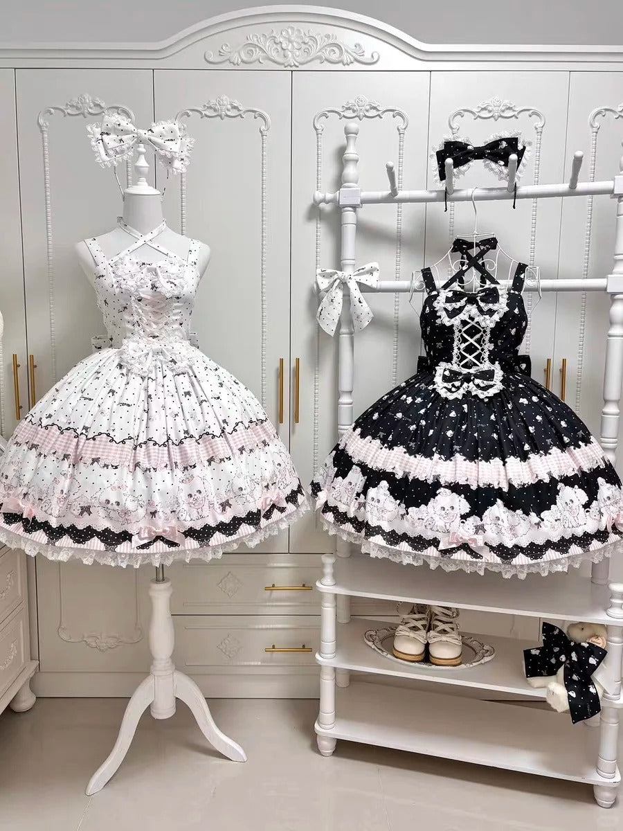 【受注予約~11/18】Polka Dot Puppy ジャンパースカート【兔果芋園】