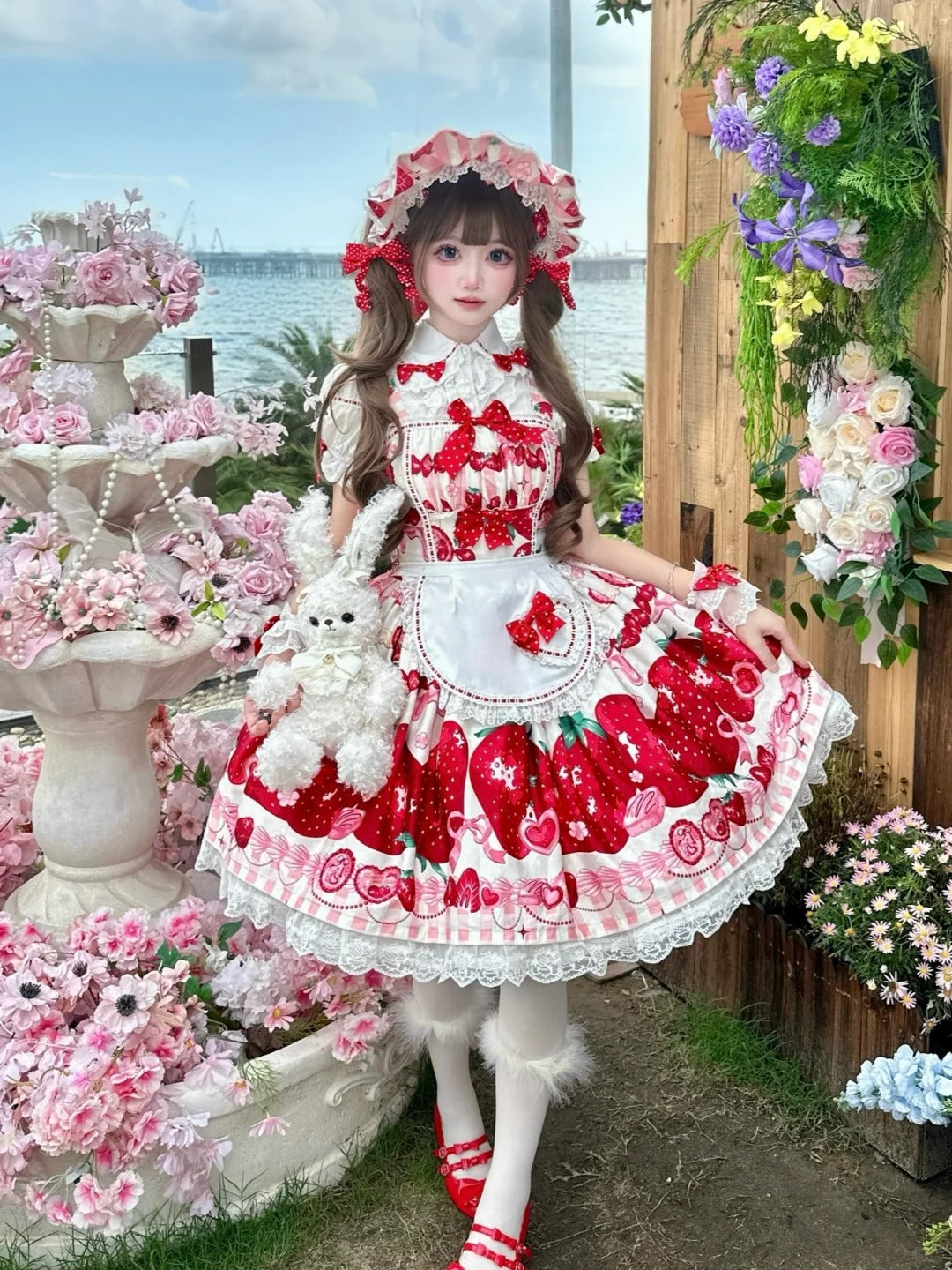 Erdbeercremefarbener Pulloverrock [Dream Lolita]