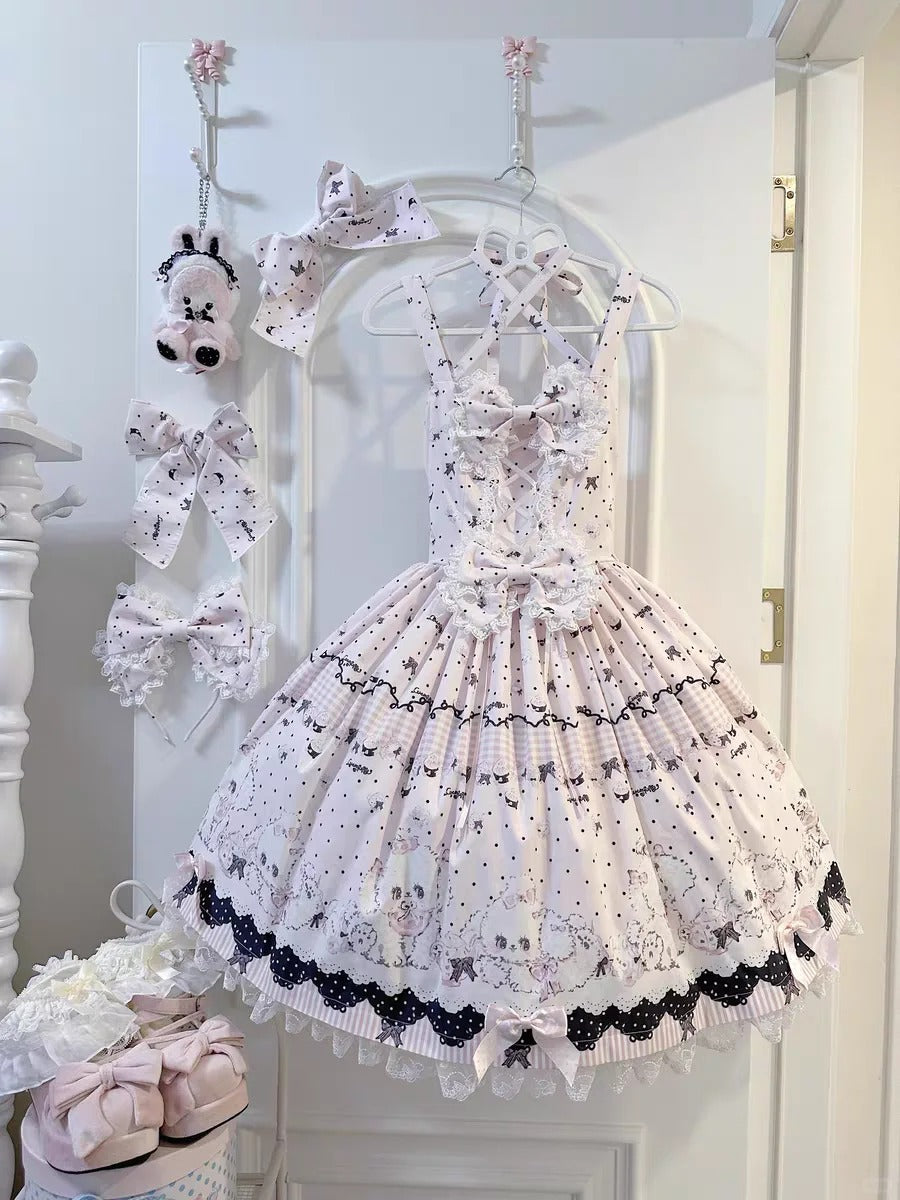 【受注予約~11/18】Polka Dot Puppy ジャンパースカート【兔果芋園】