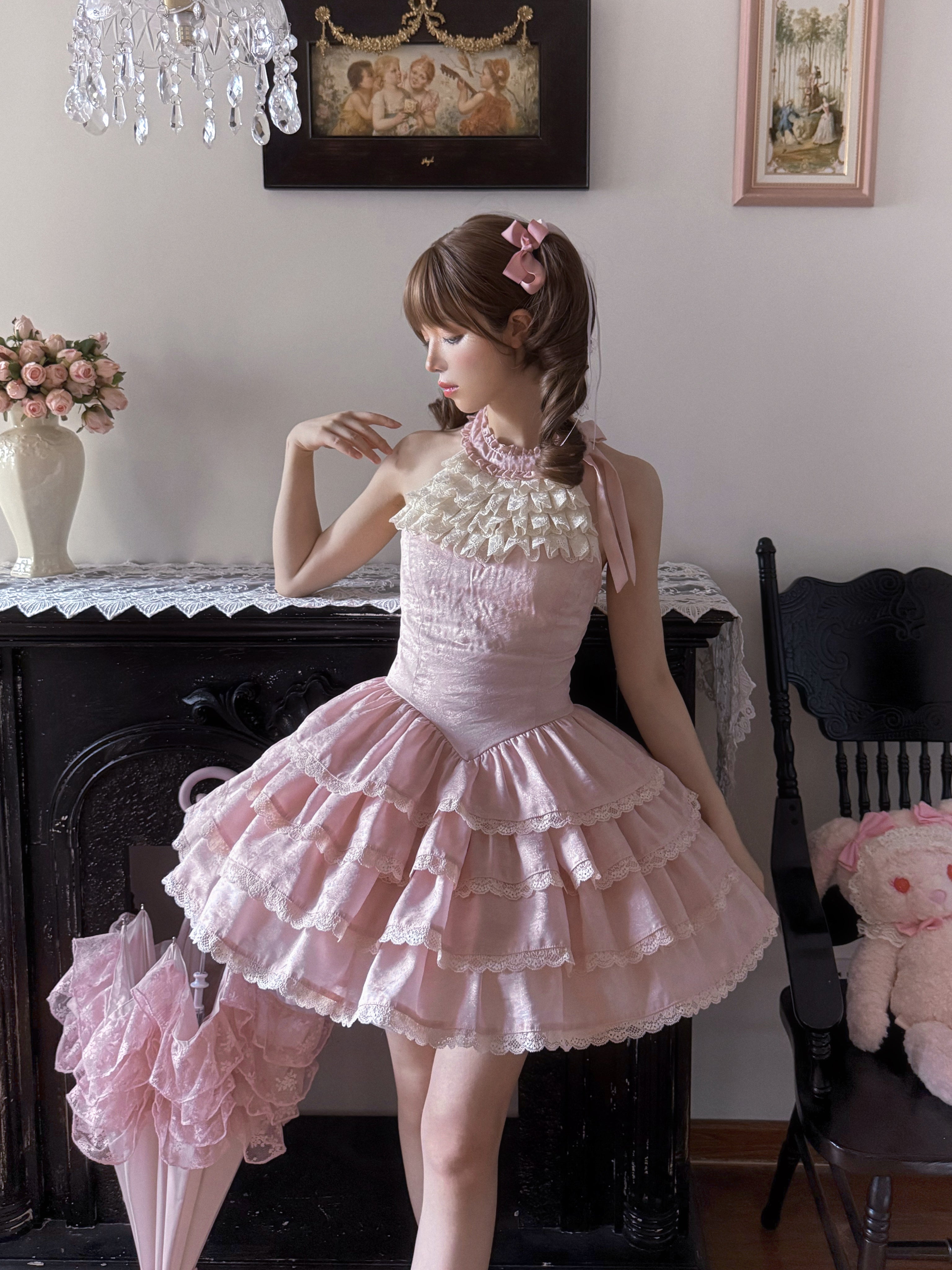 Rose Pink ホルターネックワンピース【GardeniaFille】 – Epetice