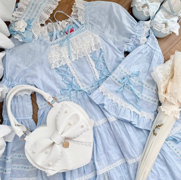 【受注予約~9/8】リボンハート ハンドバッグ【Sheep Puff】