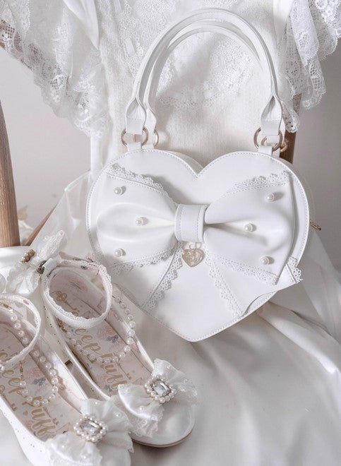 【受注予約~9/8】リボンハート ハンドバッグ【Sheep Puff】