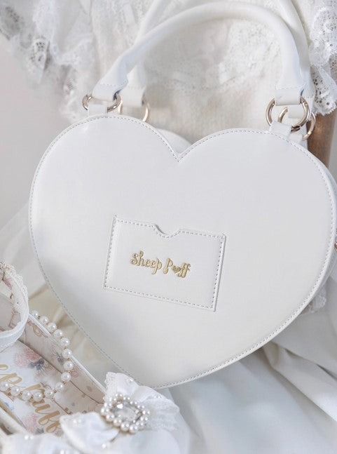 【受注予約~9/8】リボンハート ハンドバッグ【Sheep Puff】