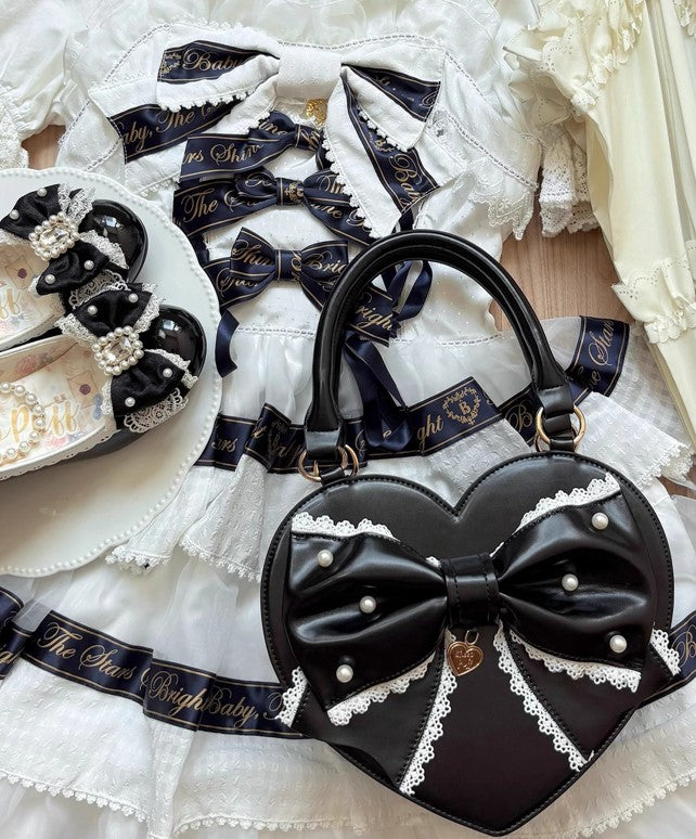 【受注予約~9/8】リボンハート ハンドバッグ【Sheep Puff】