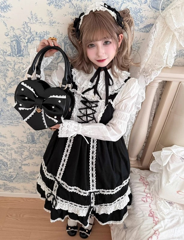 【受注予約~9/8】リボンハート ハンドバッグ【Sheep Puff】