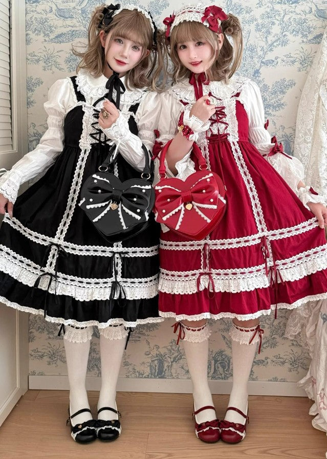 【受注予約~9/8】リボンハート ハンドバッグ【Sheep Puff】